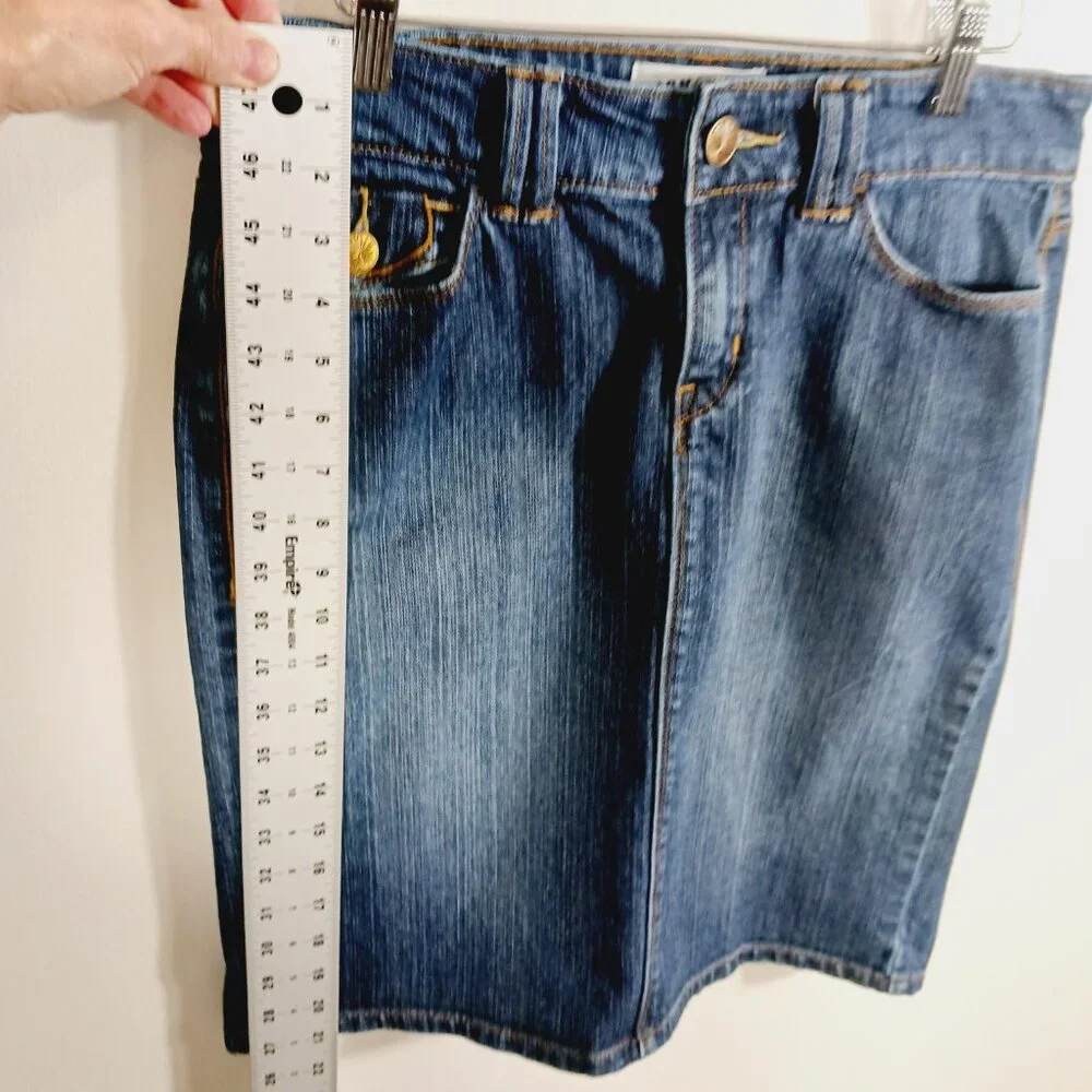 Levi's Signature Denim Skirt Misses Size 4 Zip, Western, Coastal Cowgirl Country - Picture 14 of 16
